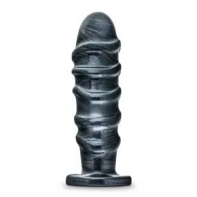 11-inch Blush Novelties Black Large Ridged Dildo with Suction Cup Base