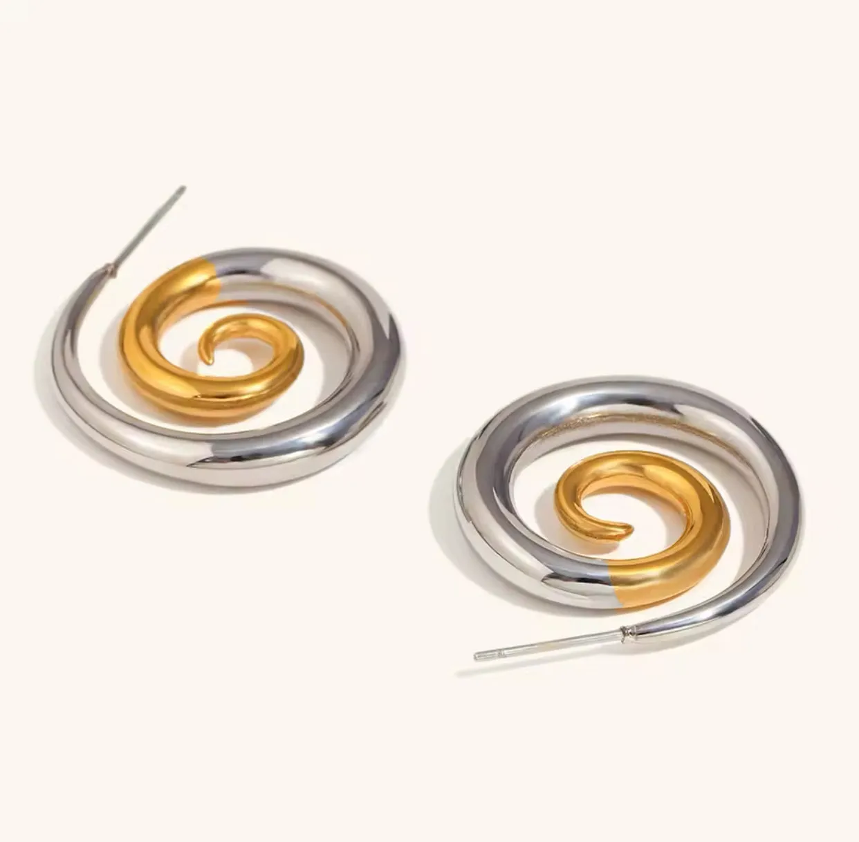 2-Tone Swirl Earrings