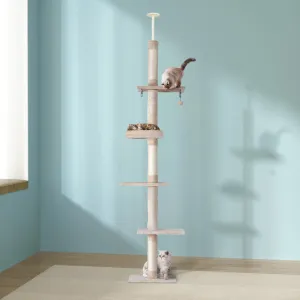 290cm Floor-to-Ceiling Cat Tree, 5 Levels, Sisal Posts – i.Pet