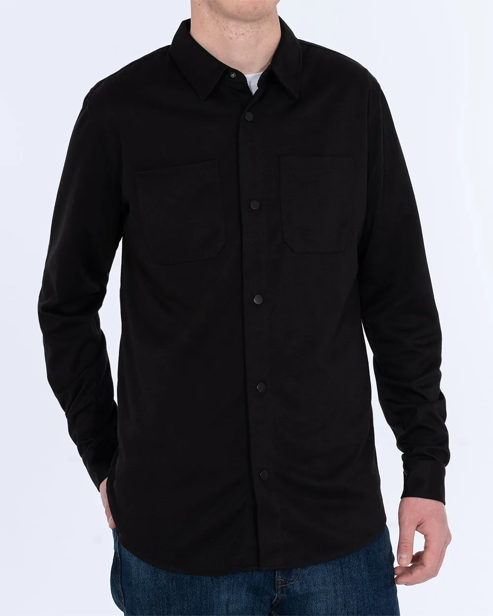 2t Ezra Tall Jersey Shacket (black)