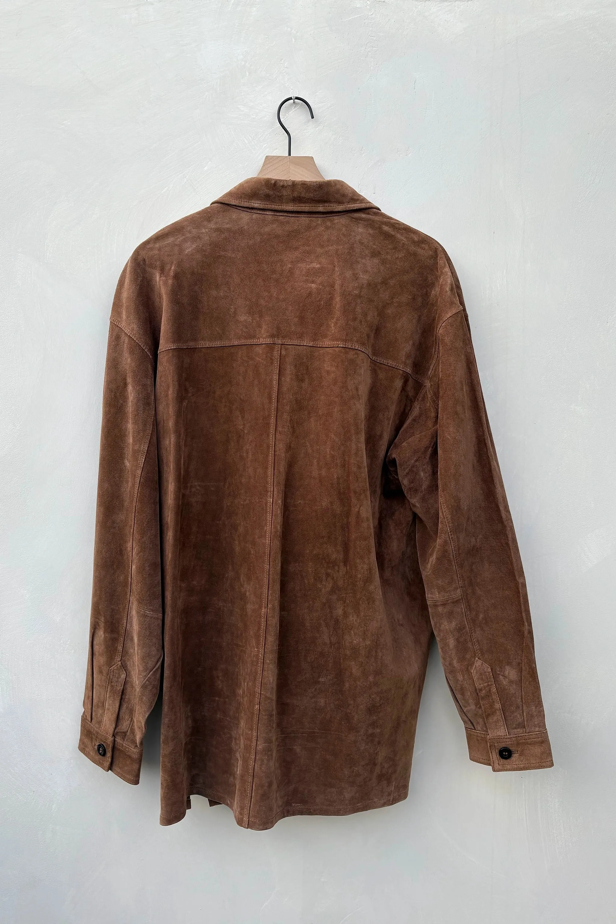 90's Claiborne Cognac Brown Suede Shacket, Large