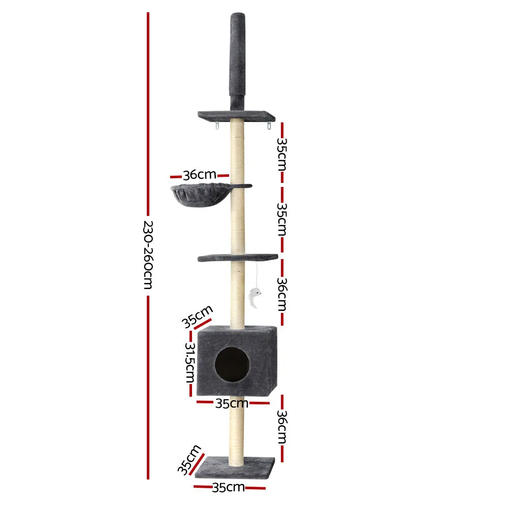 Adjustable 260cm Cat Tree Tower with Sisal Posts - i.Pet