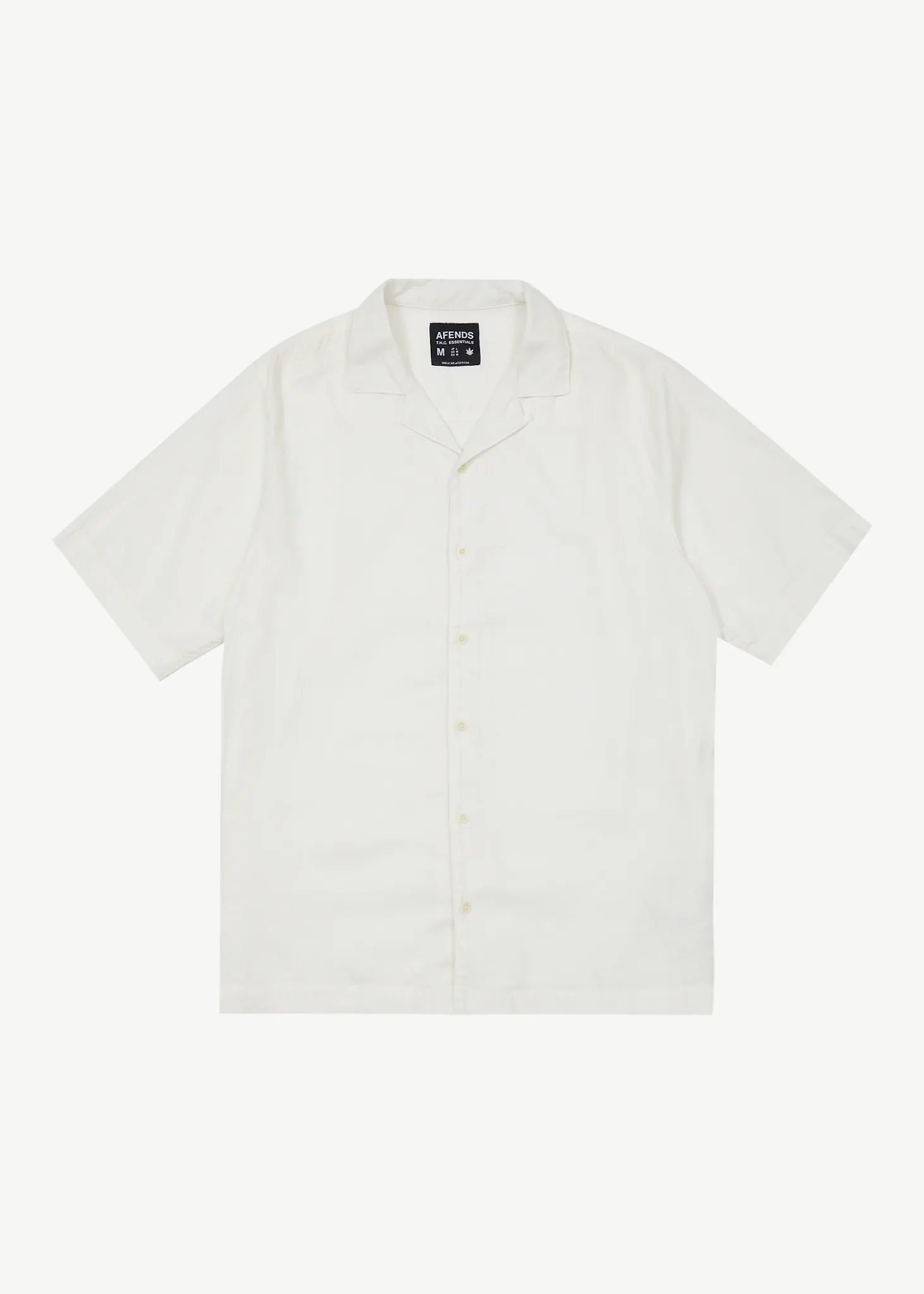 AFENDS Mens Daily - Cuban Shorts Sleeve Shirt - White