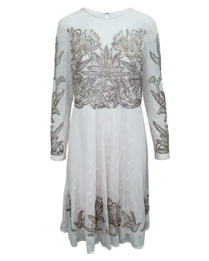 Aidan Mattox Floral Embroidered Mesh Dress