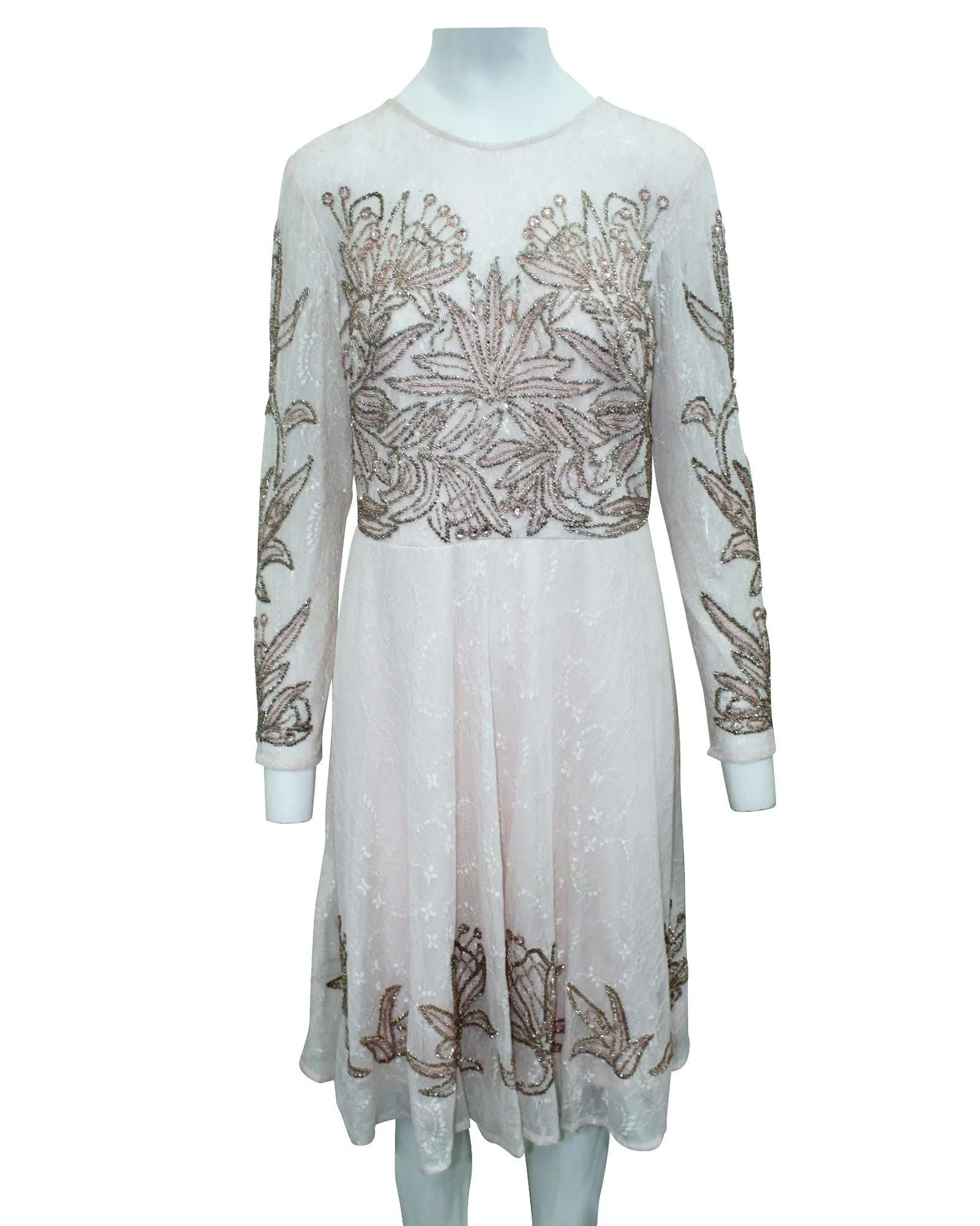 Aidan Mattox Floral Embroidered Mesh Dress