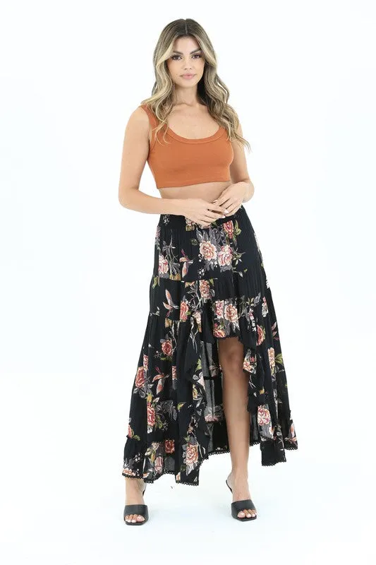 ANG112 - FLORAL HI LOW SKIRT