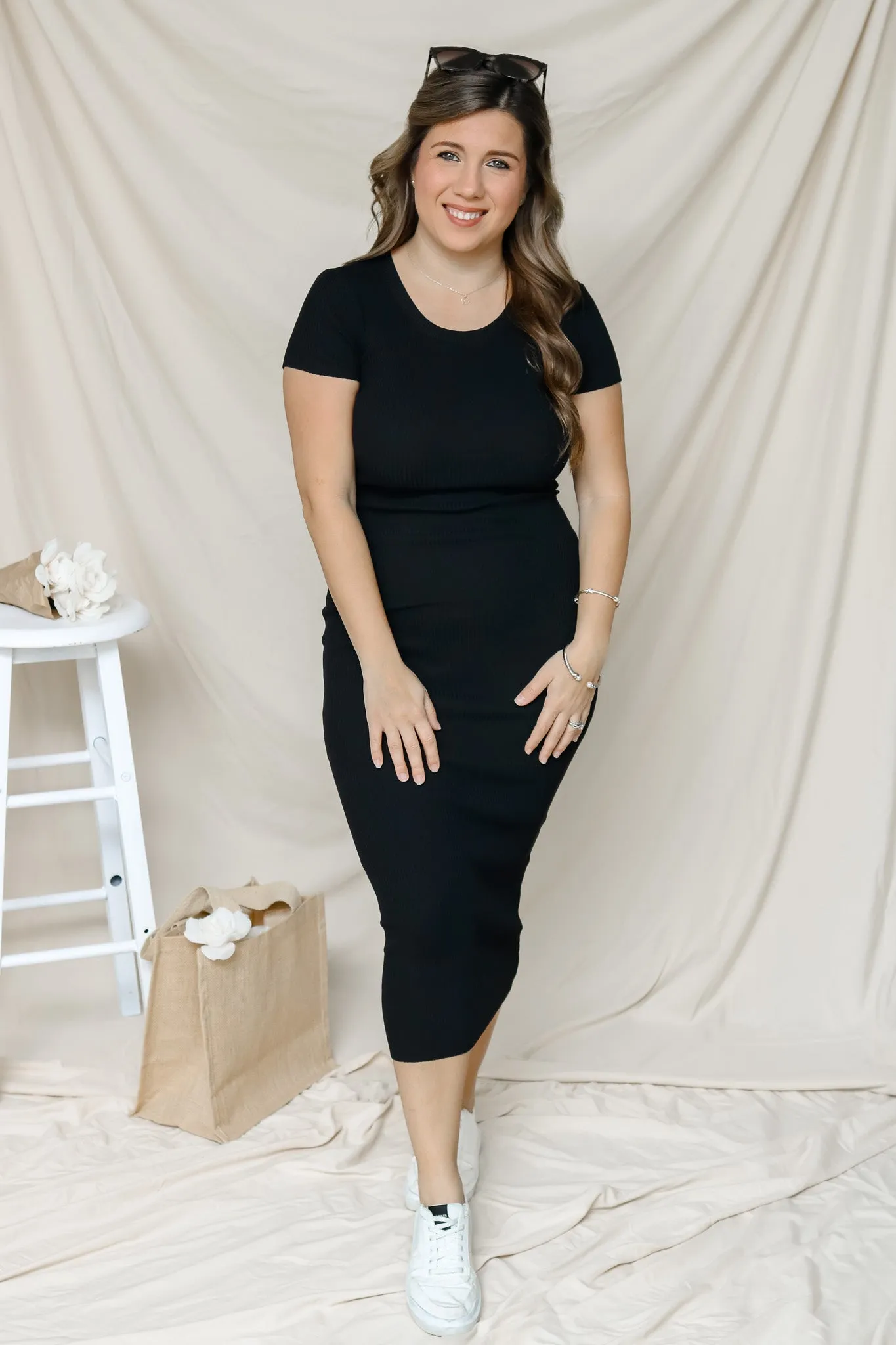 Anytime Anywhere Midi Dress (black)