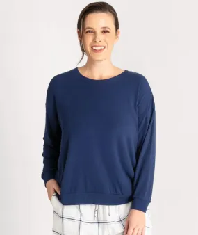 Ava & Audrey Maddison Knit Slouch LS Tee - Navy