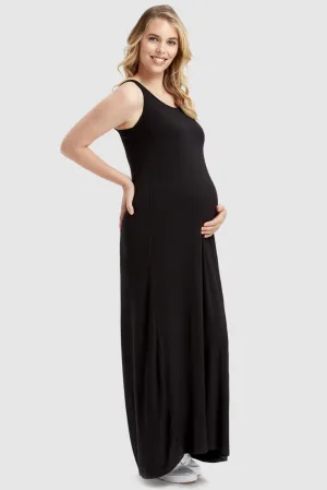 Bamboo Maxi Maternity Dress - Black