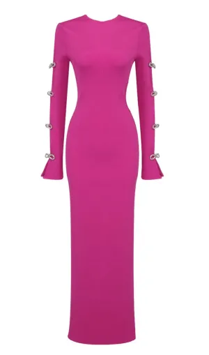 BANDAGE CUT OUT MAXI DRESS IN HOT PINK