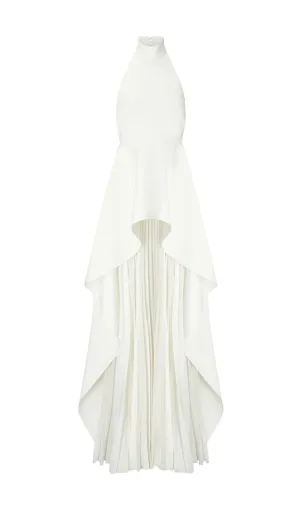 BANDAGE HALTER IRREGULAR MAXI DRESS IN WHITE