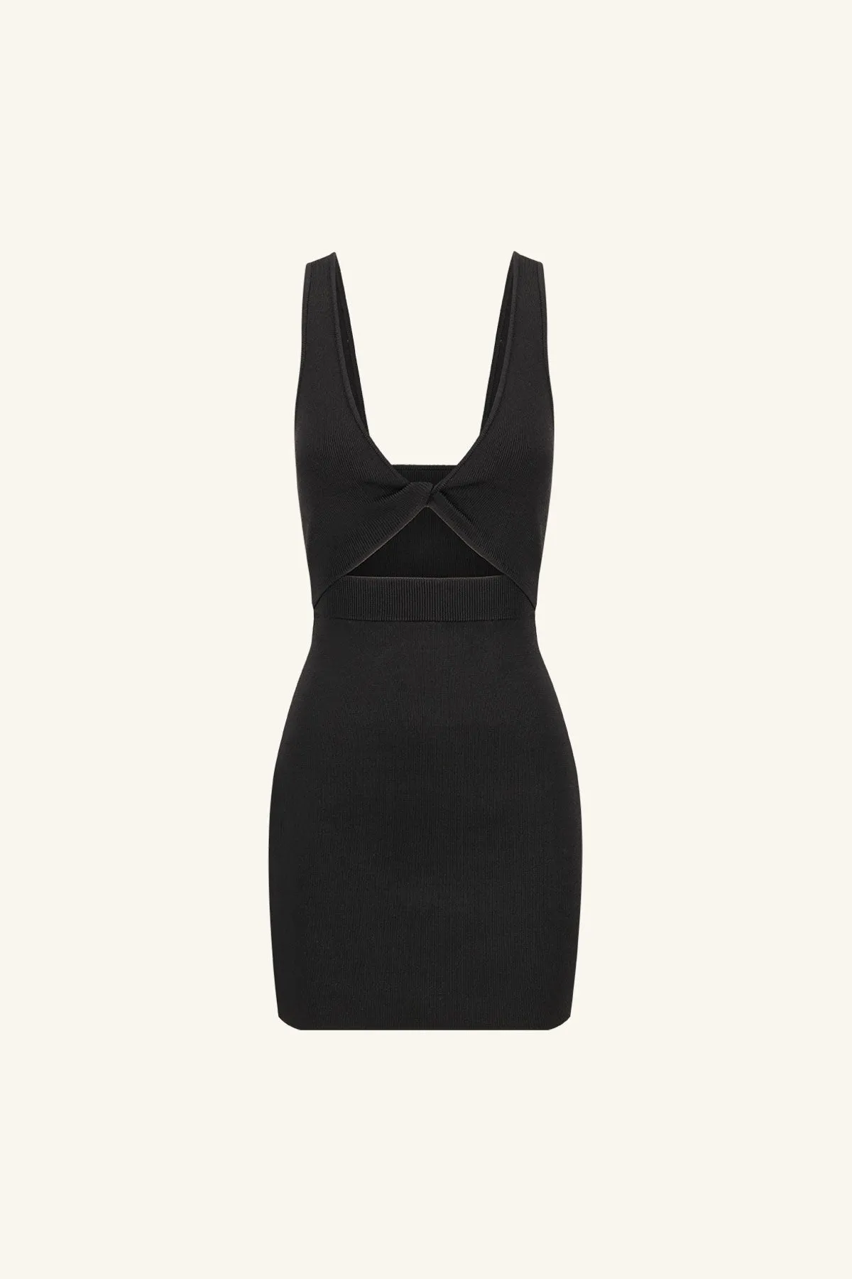 BASIC TWIST FRONT MINI DRESS - BLACK