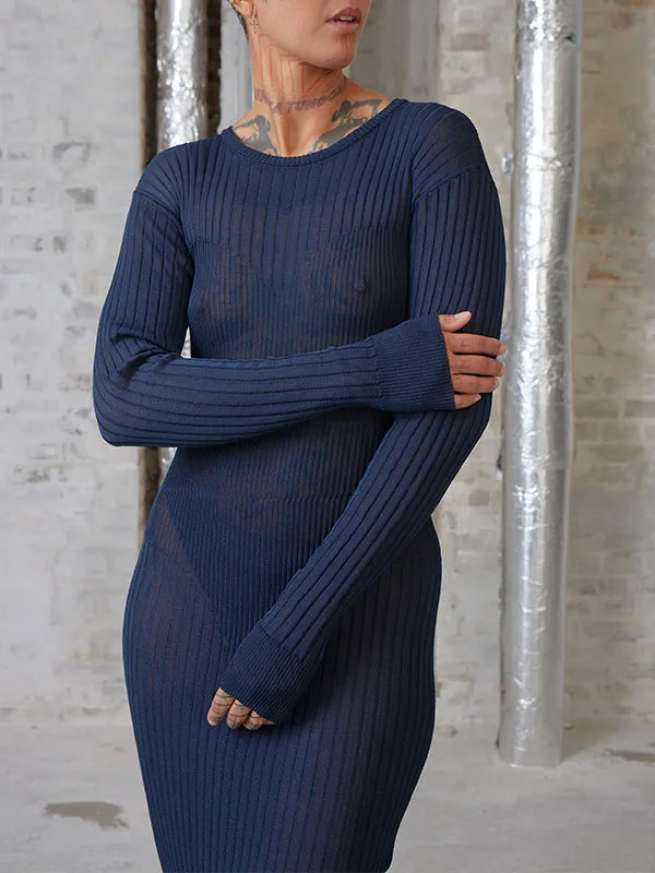 Bell Knit Dress - Navy