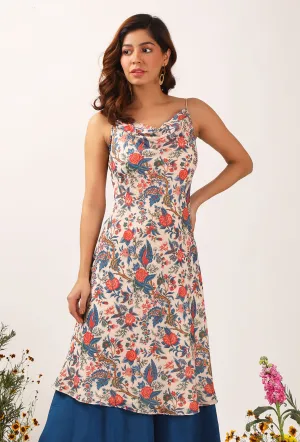 Bella Floral Chintz Cowl Neck Kurta Dress