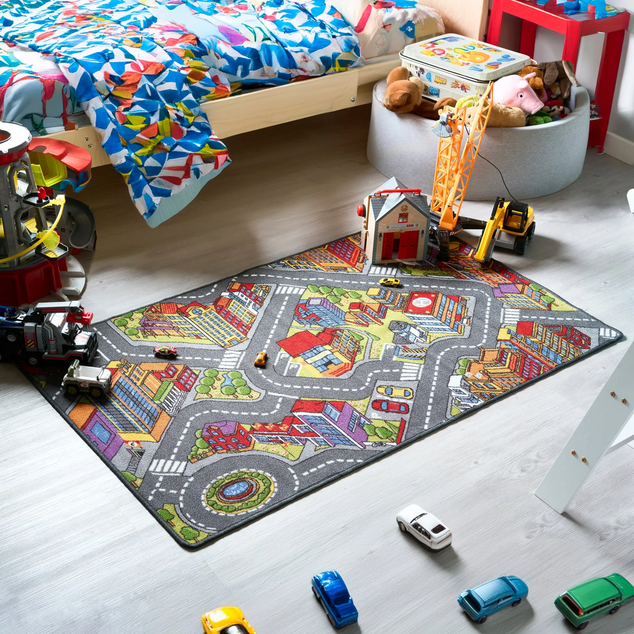 Big City Car Bright Play Mat Non Slip Kids Rug