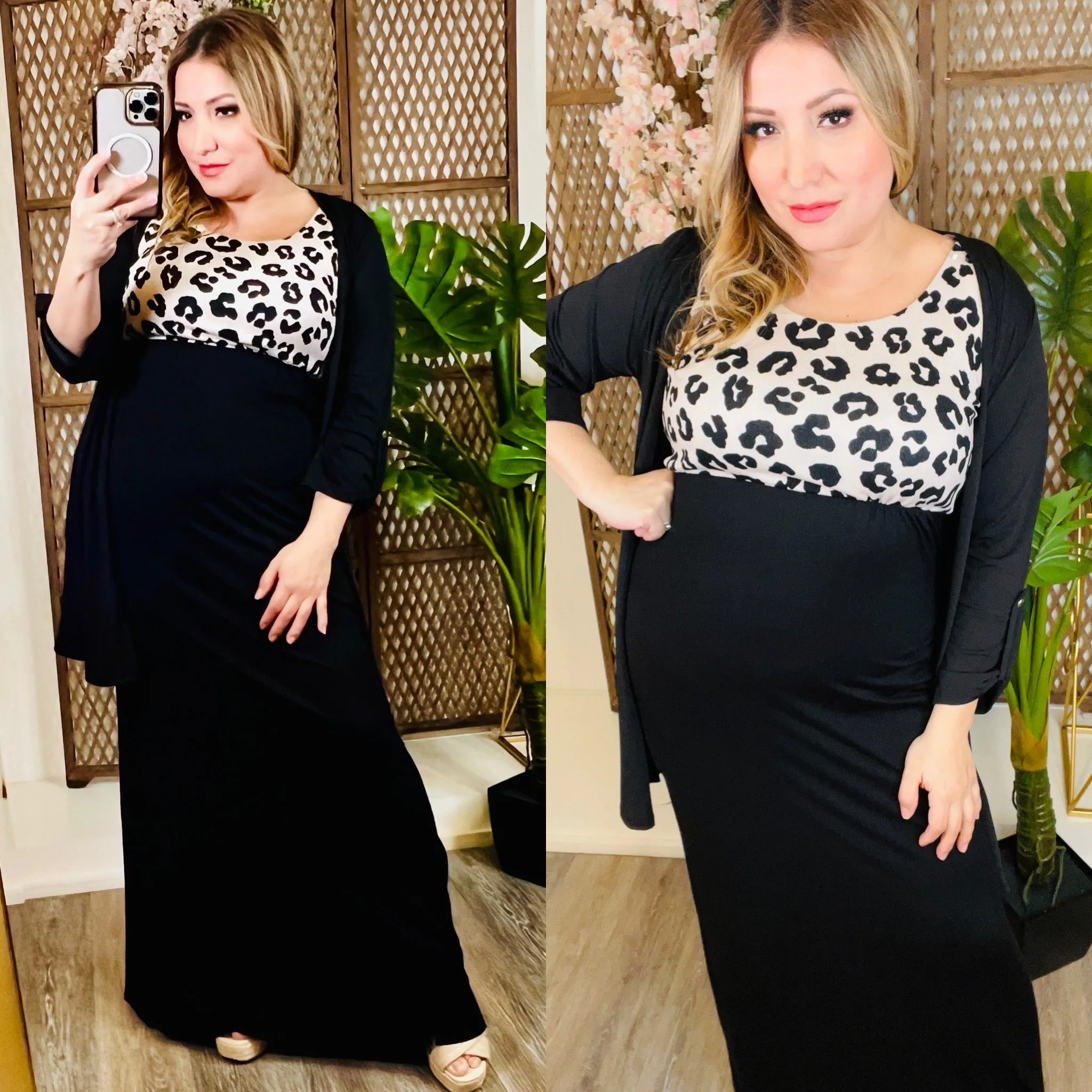 Black And Cheetah Maxi Dress