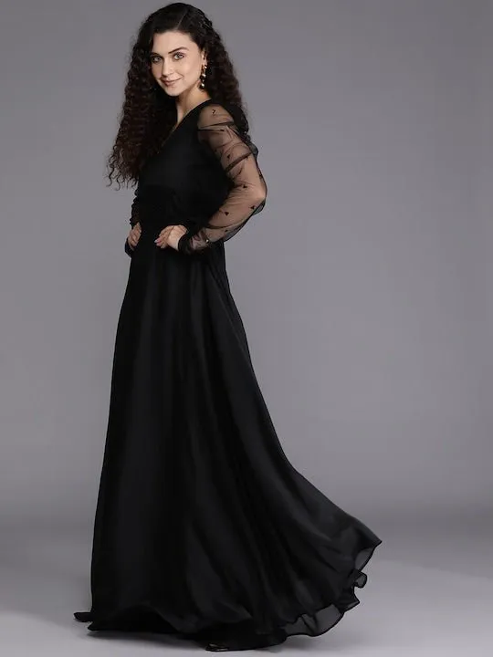 Black Sequins Embroidered Ethnic Gown