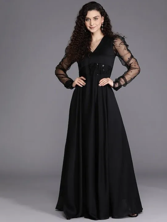 Black Sequins Embroidered Ethnic Gown