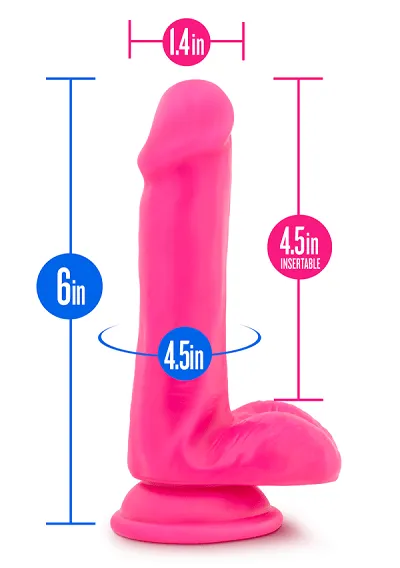 Blush Neo Neon Pink 6 Inch Dual Density Cock With Balls