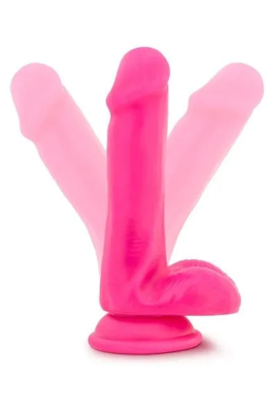 Blush Neo Neon Pink 6 Inch Dual Density Cock With Balls