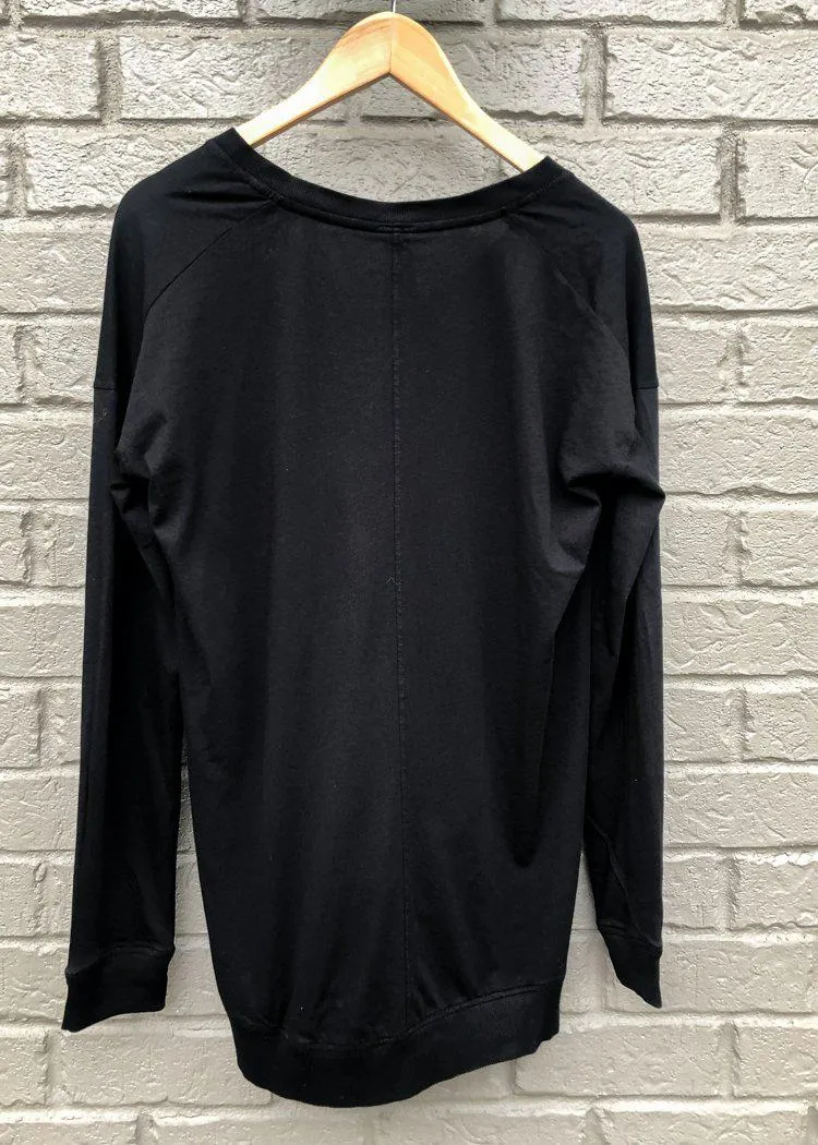 Bobi Essential Long Sleeve V Neck Tee-Black