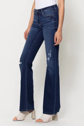 BOHO: MID RISE DISTRESSED FLARE JEAN