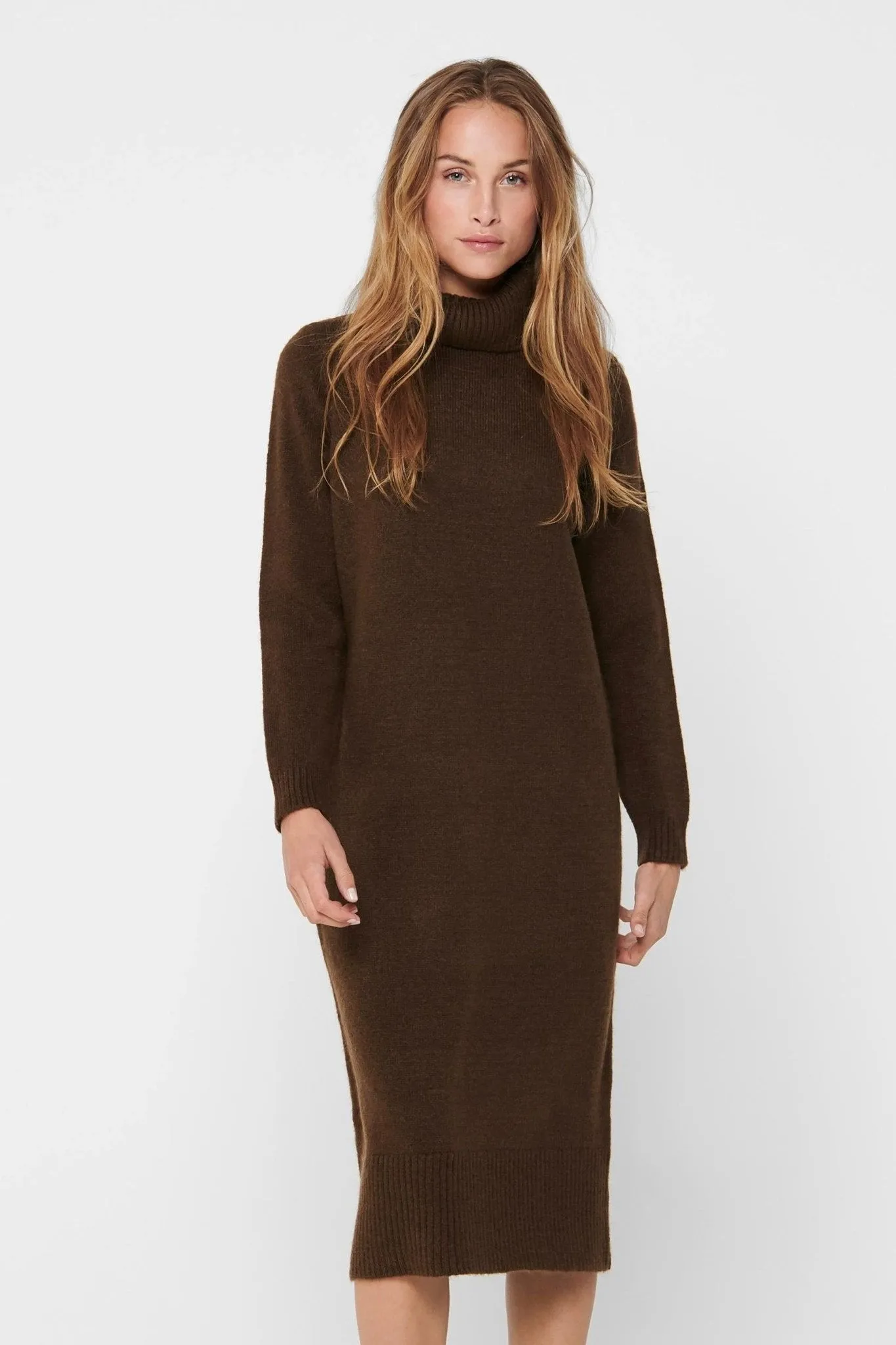 Brandie Roll Neck Dress - Chicory Coffee