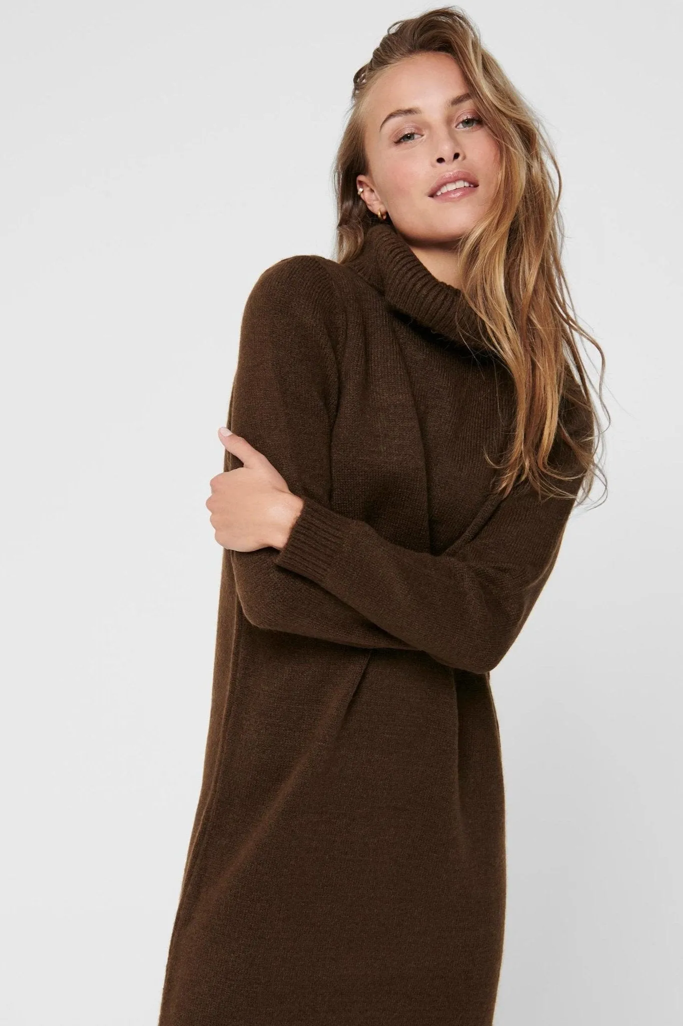 Brandie Roll Neck Dress - Chicory Coffee