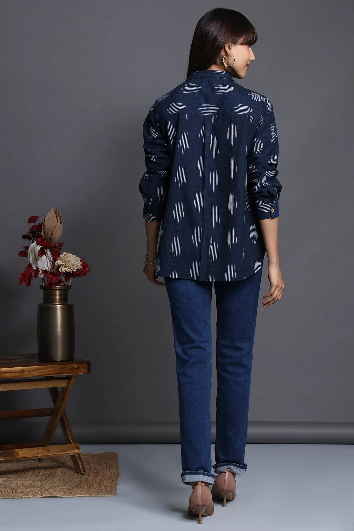 button down shirt - deep blue & skyline splash