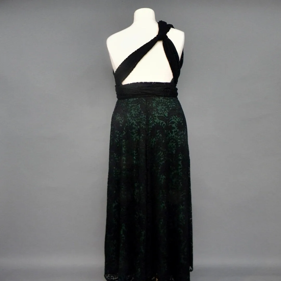 CHOIR Black and Green Lace Infinity Dress