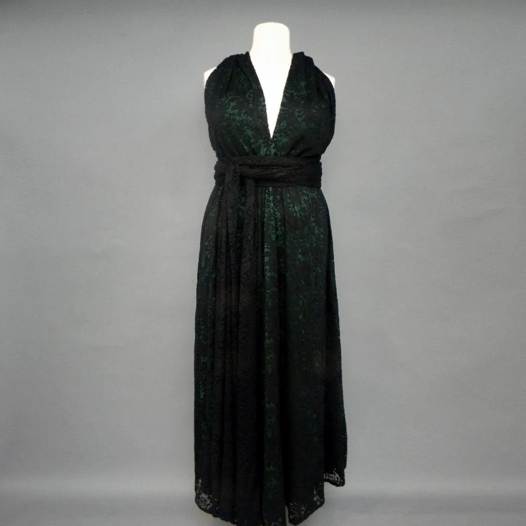 CHOIR Black and Green Lace Infinity Dress