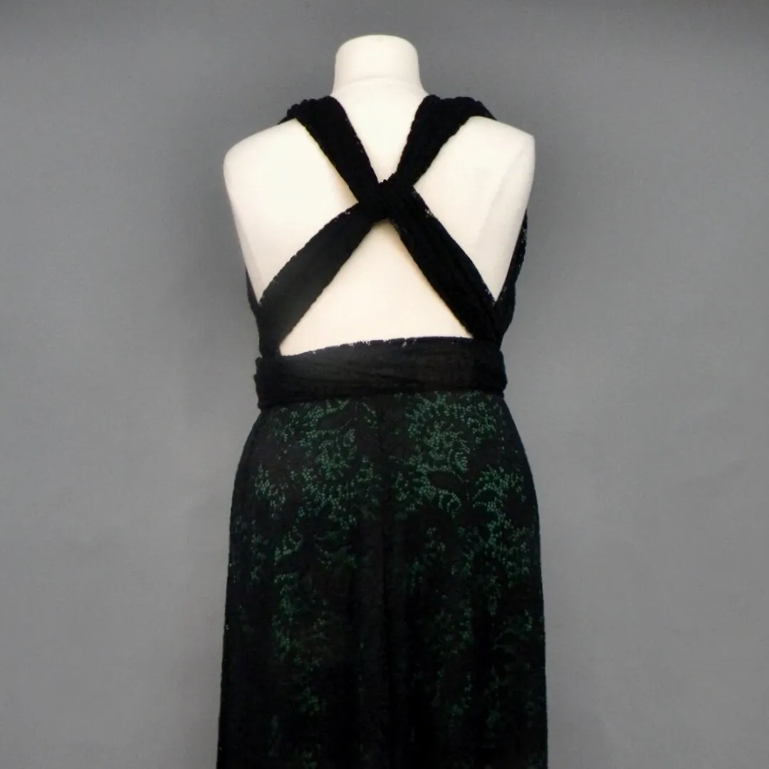 CHOIR Black and Green Lace Infinity Dress