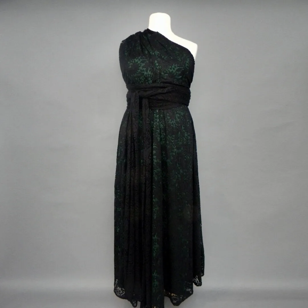 CHOIR Black and Green Lace Infinity Dress