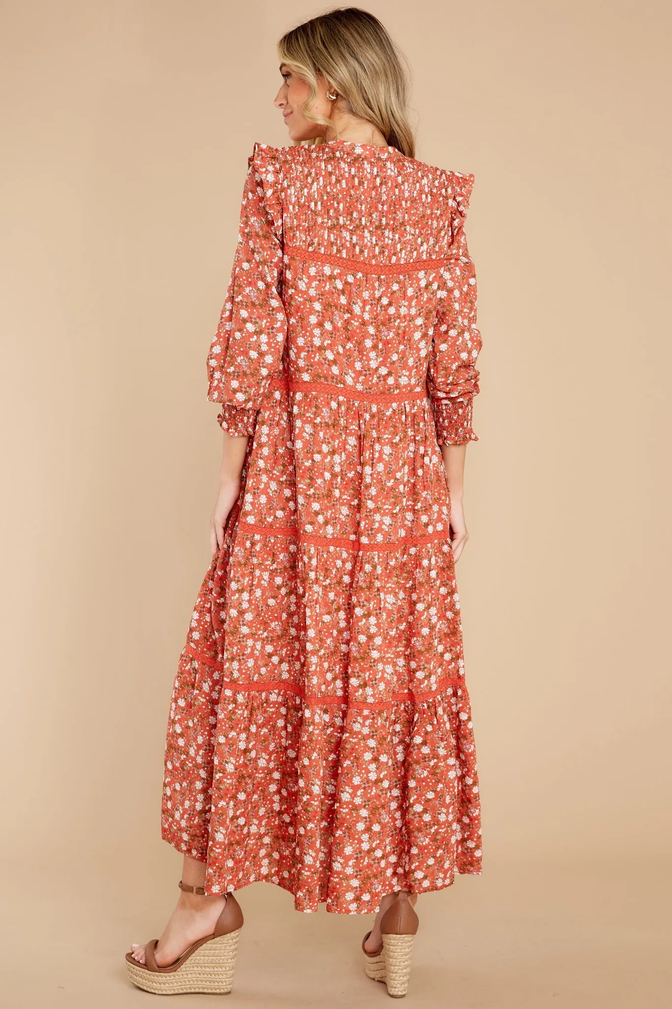 Choose Us Orange Floral Multi Print Maxi Dress