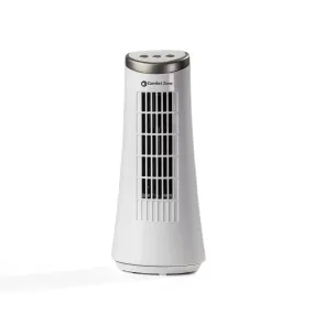 Comfort Zone 12" Oscillating Desktop Tower Fan with Electronic Touch Switches in White & Black