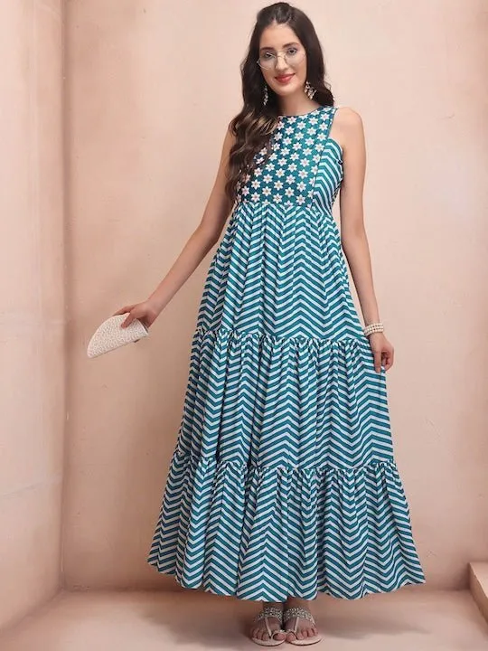 Cotton Fit & Flare Ethnic Dresses