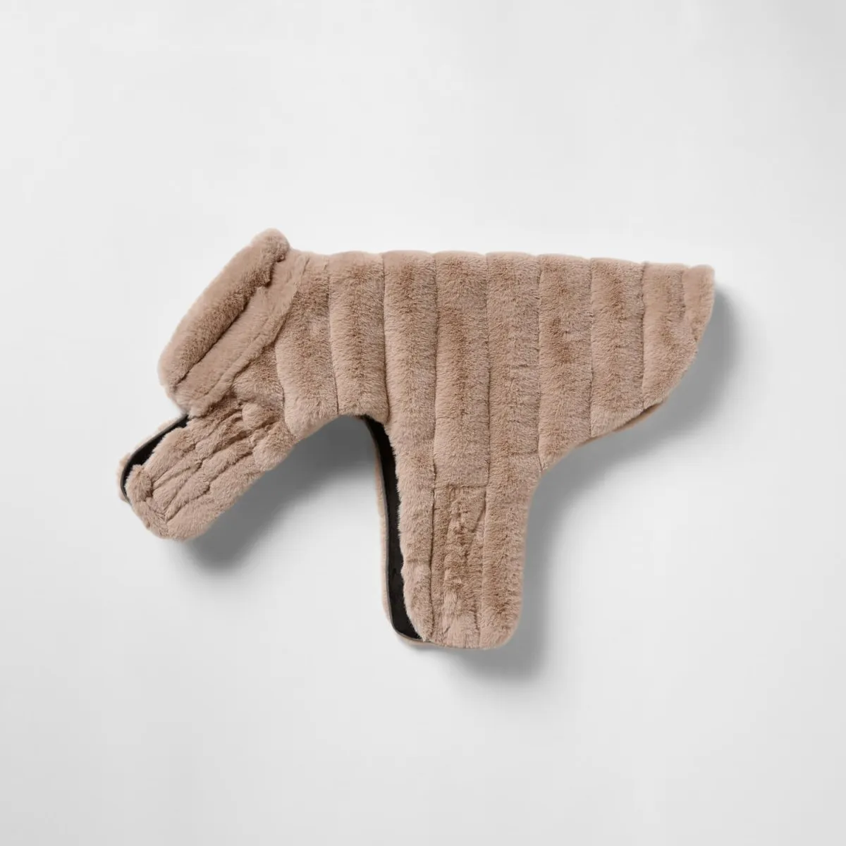 Cut Faux Fur Dog Coat in Almond