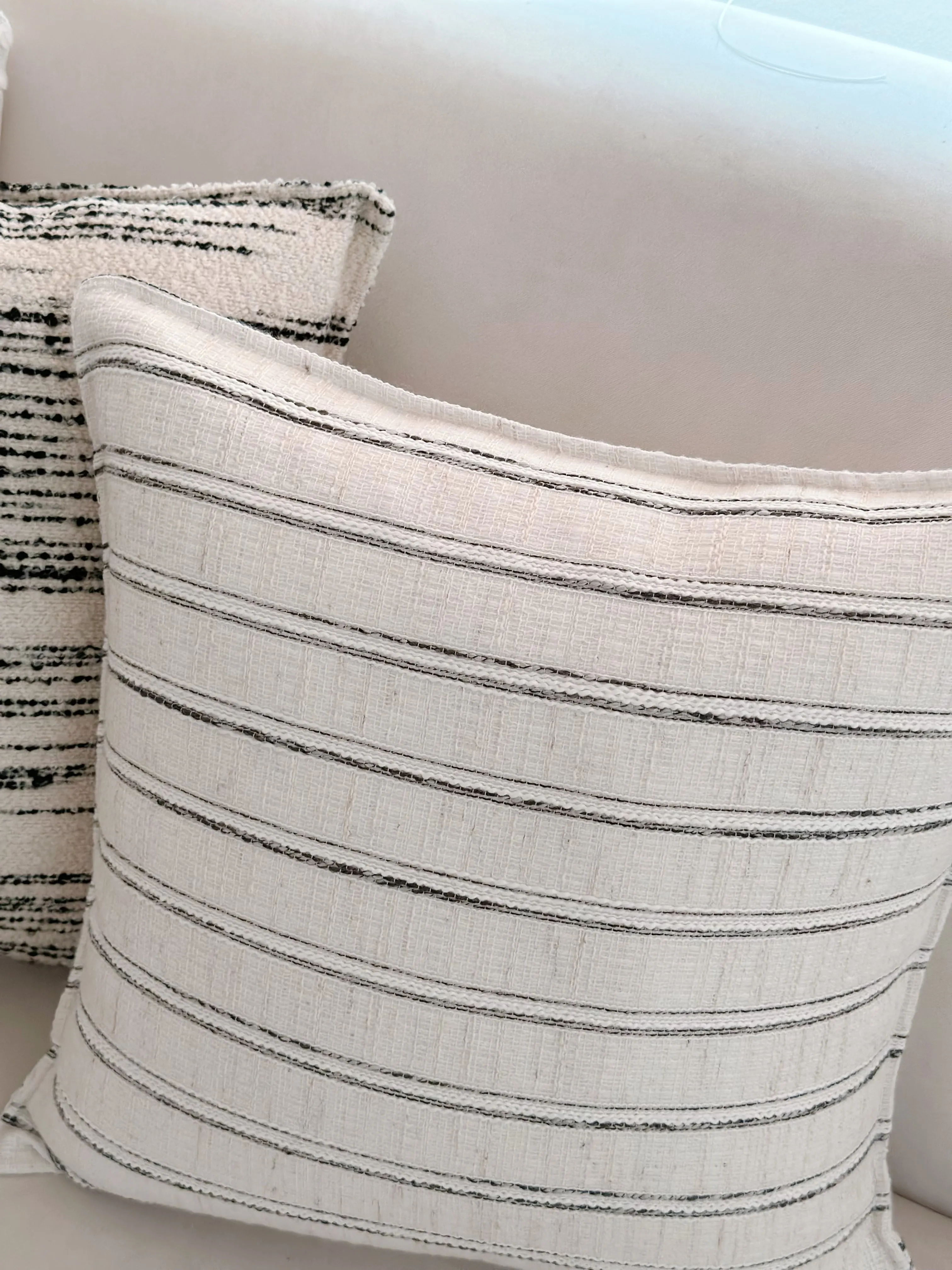 Dark Grey Stripes Linen-Blend Cushion Cover