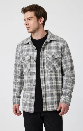 DOUBLE POCKET CHECK SHIRT IN GREY MARL CHECK