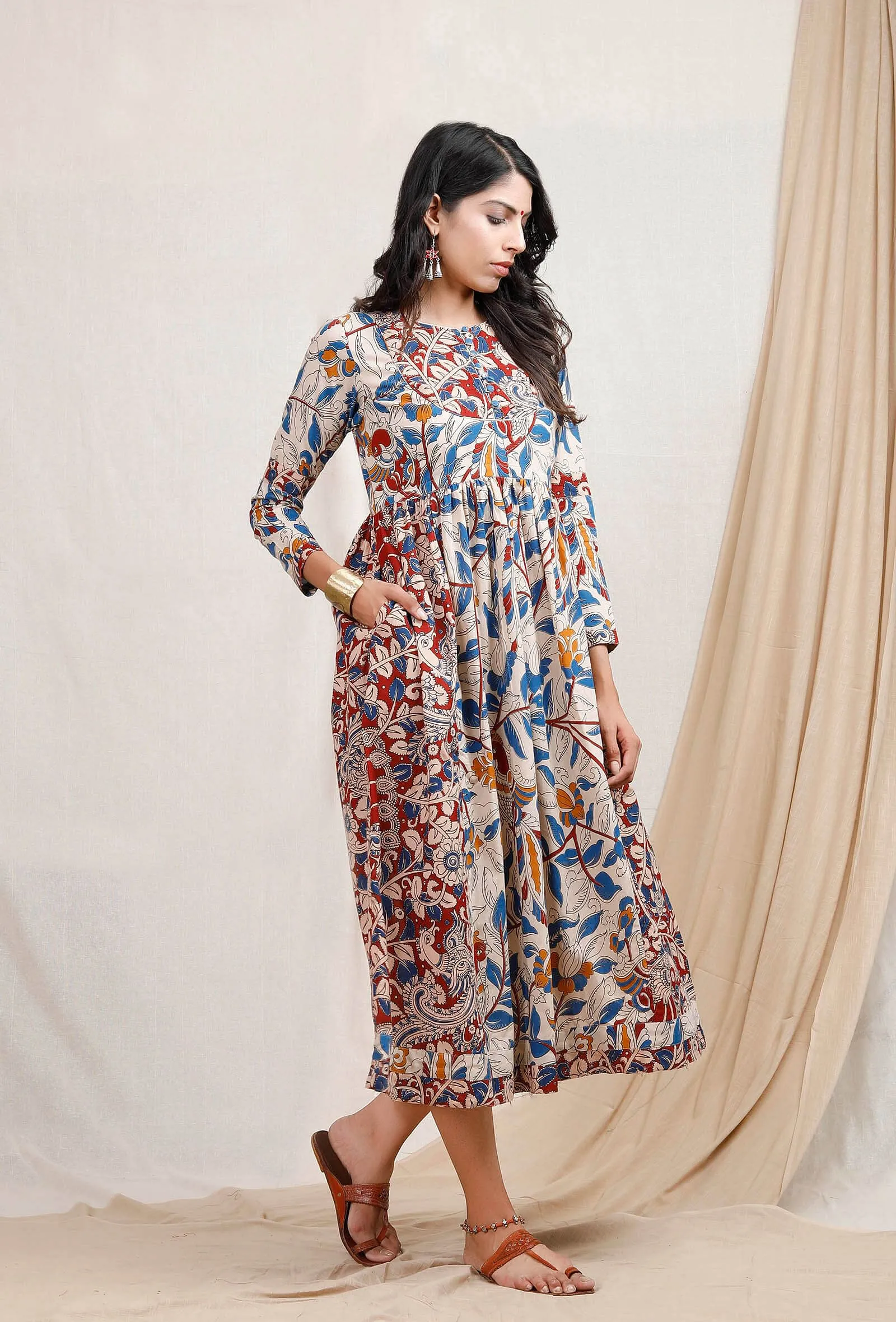 Dual Print Kalamkari Dress