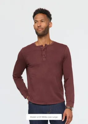 Duer Men's PurePima Vintage Henley - Washed Red Rock