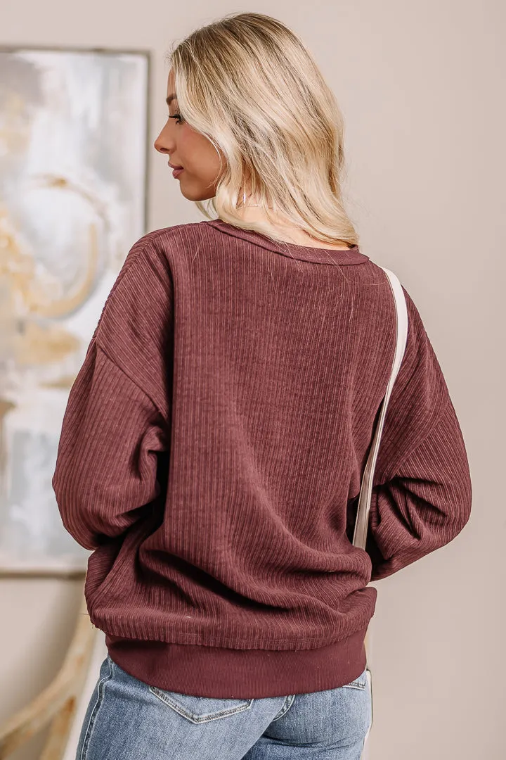 Early Bird Textured Top | Maroon