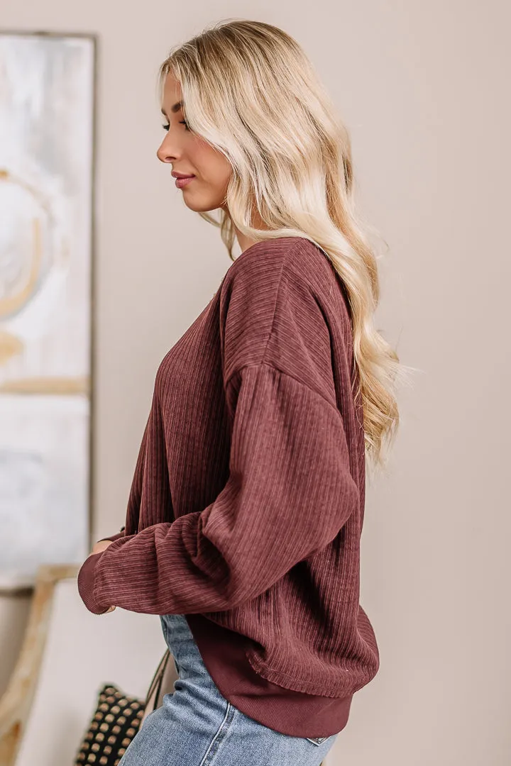 Early Bird Textured Top | Maroon