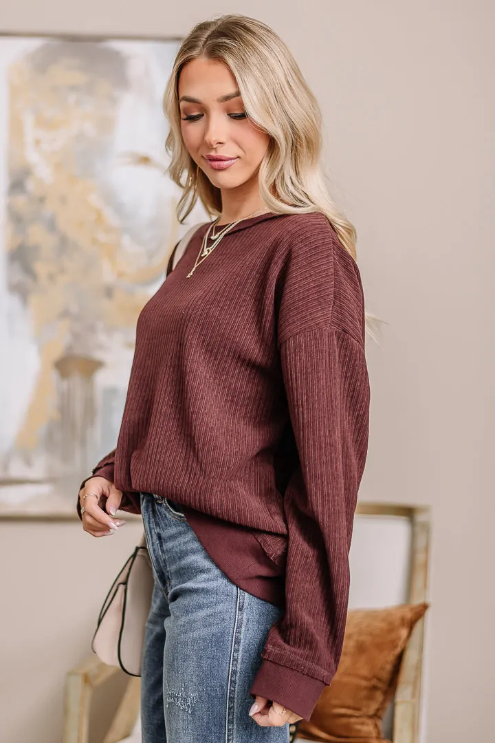 Early Bird Textured Top | Maroon