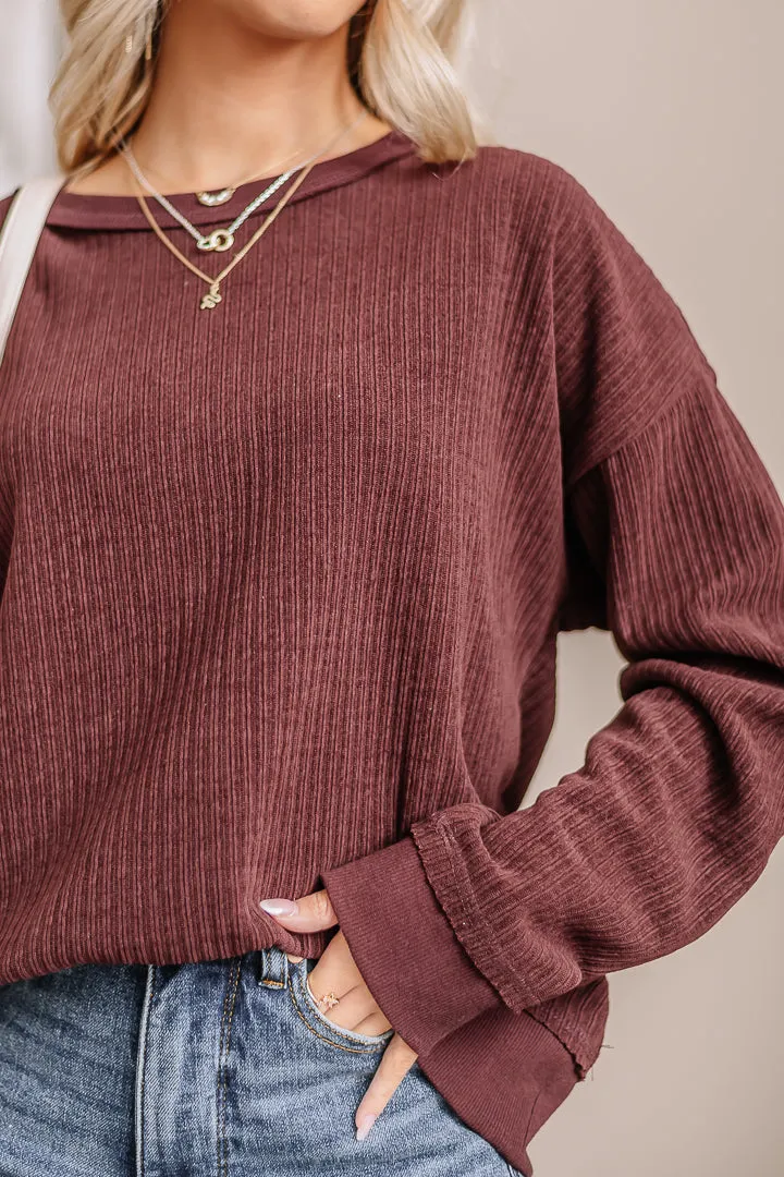 Early Bird Textured Top | Maroon