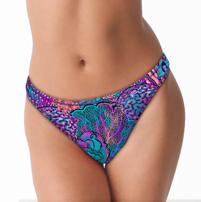 Eco-friendly Coral Kaleidoscope Cheeky Bikini Bottoms