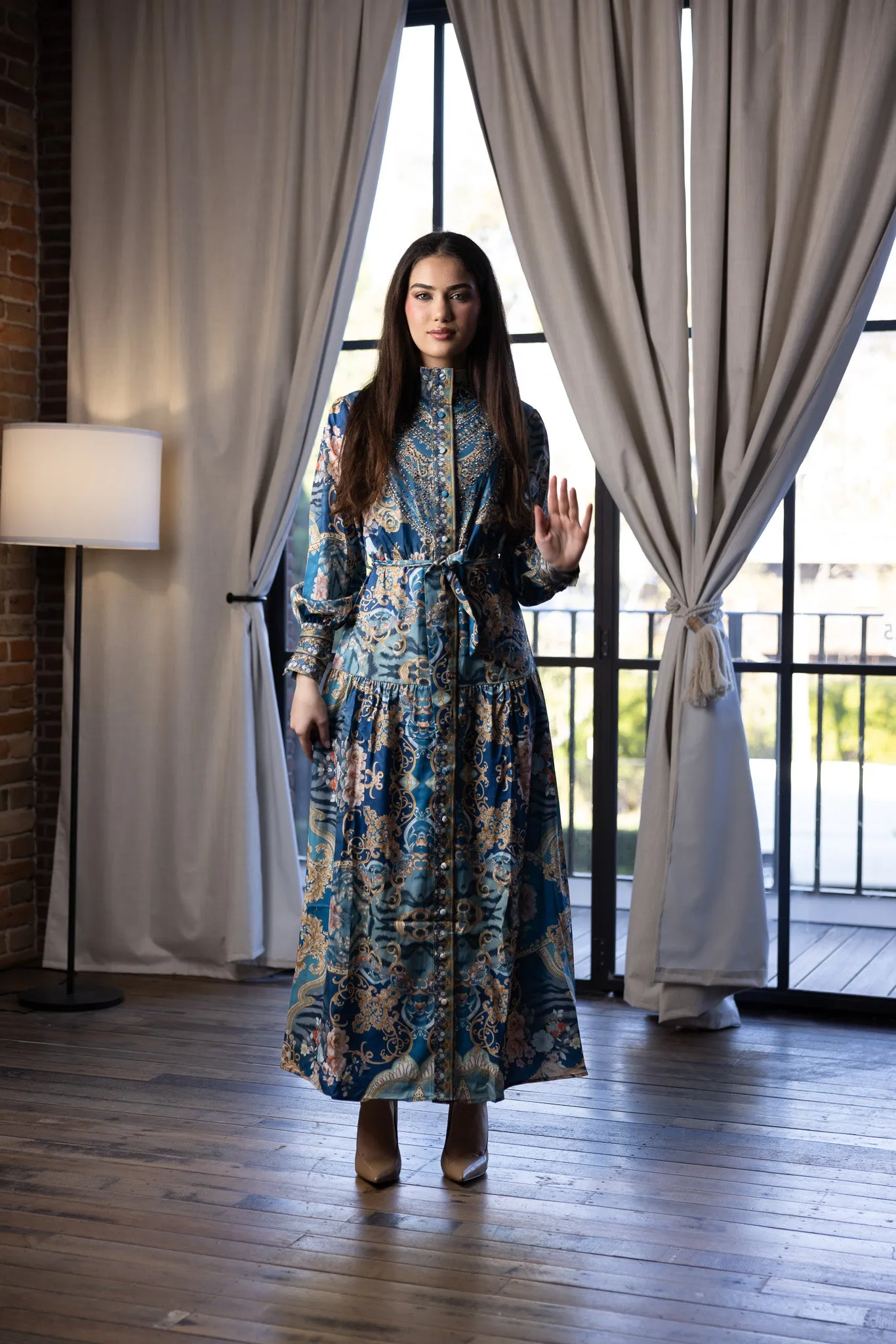 Elara Beaded Shirt Dress