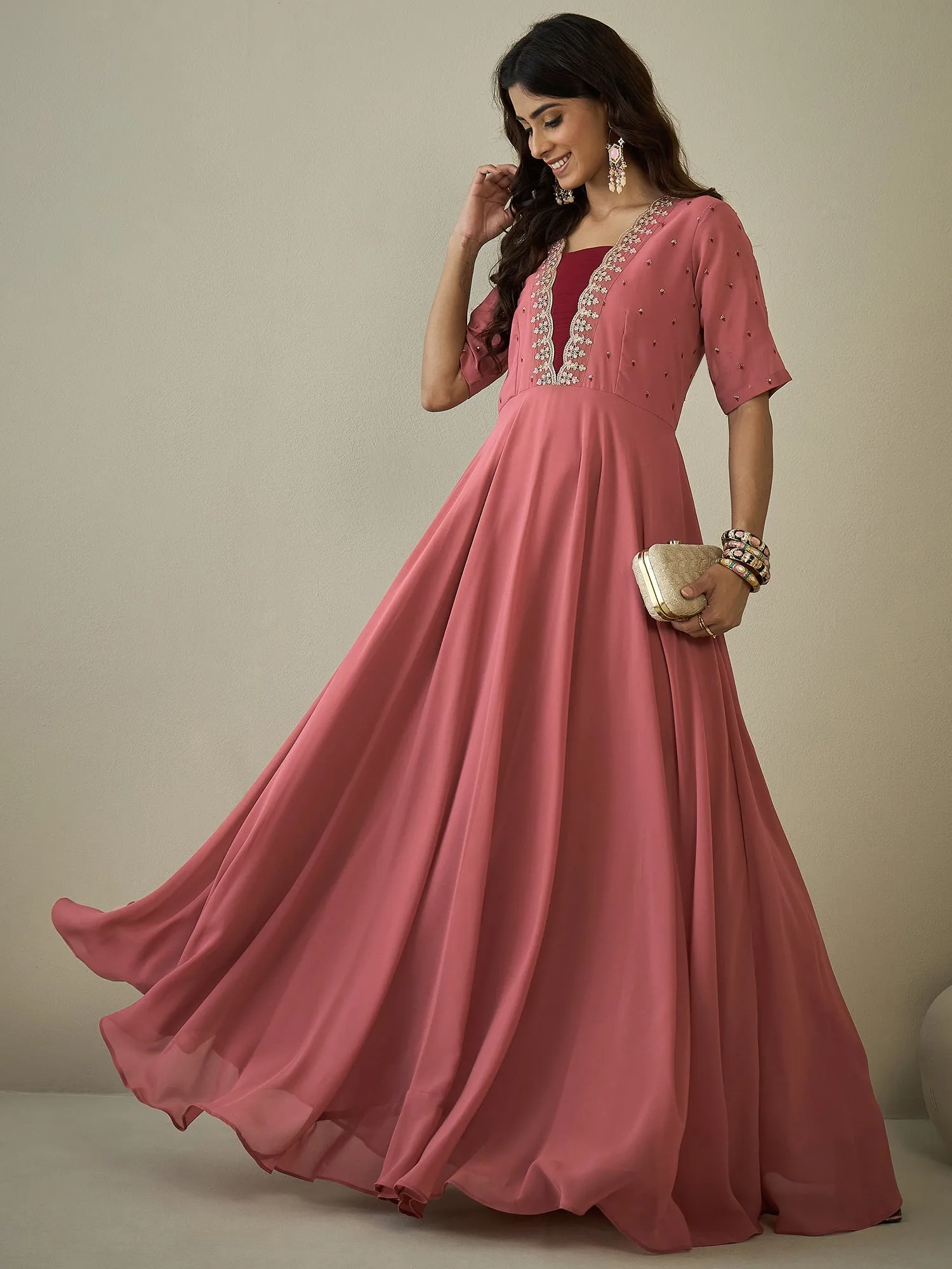 Embroidered Maxi Ethnic Dress