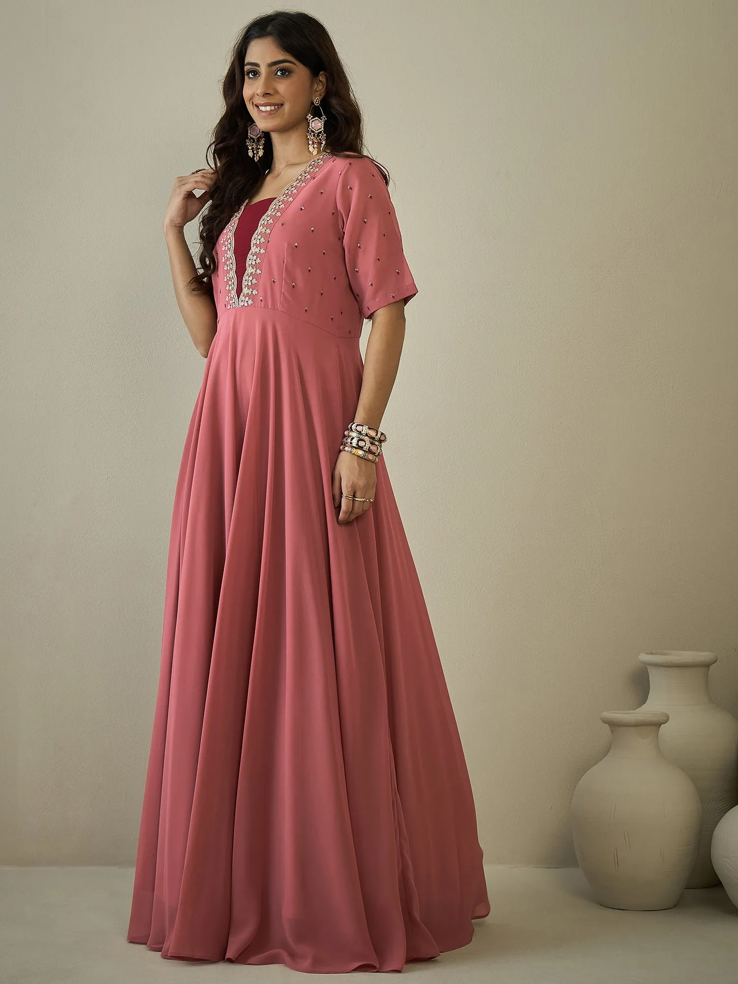 Embroidered Maxi Ethnic Dress