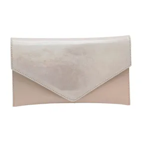 Emis  Silver Shimmer & Blush  Envelope Clutch Bag